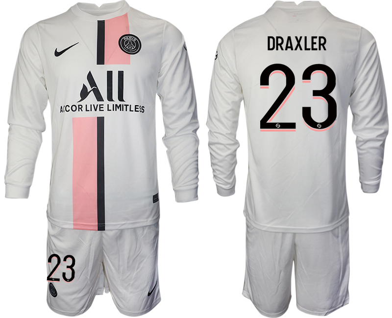 Men 2021-2022 Club Paris St German away white Long Sleeve #23 Soccer Jersey->paris st german jersey->Soccer Club Jersey